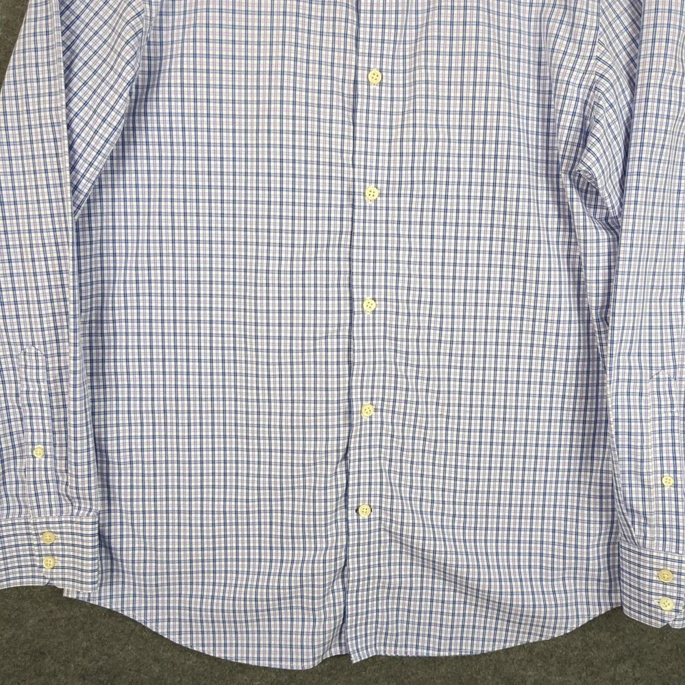 Banana Republic Mens Large Non-Iron Slim Fit Plaid Button Down Shirt Blue Purple